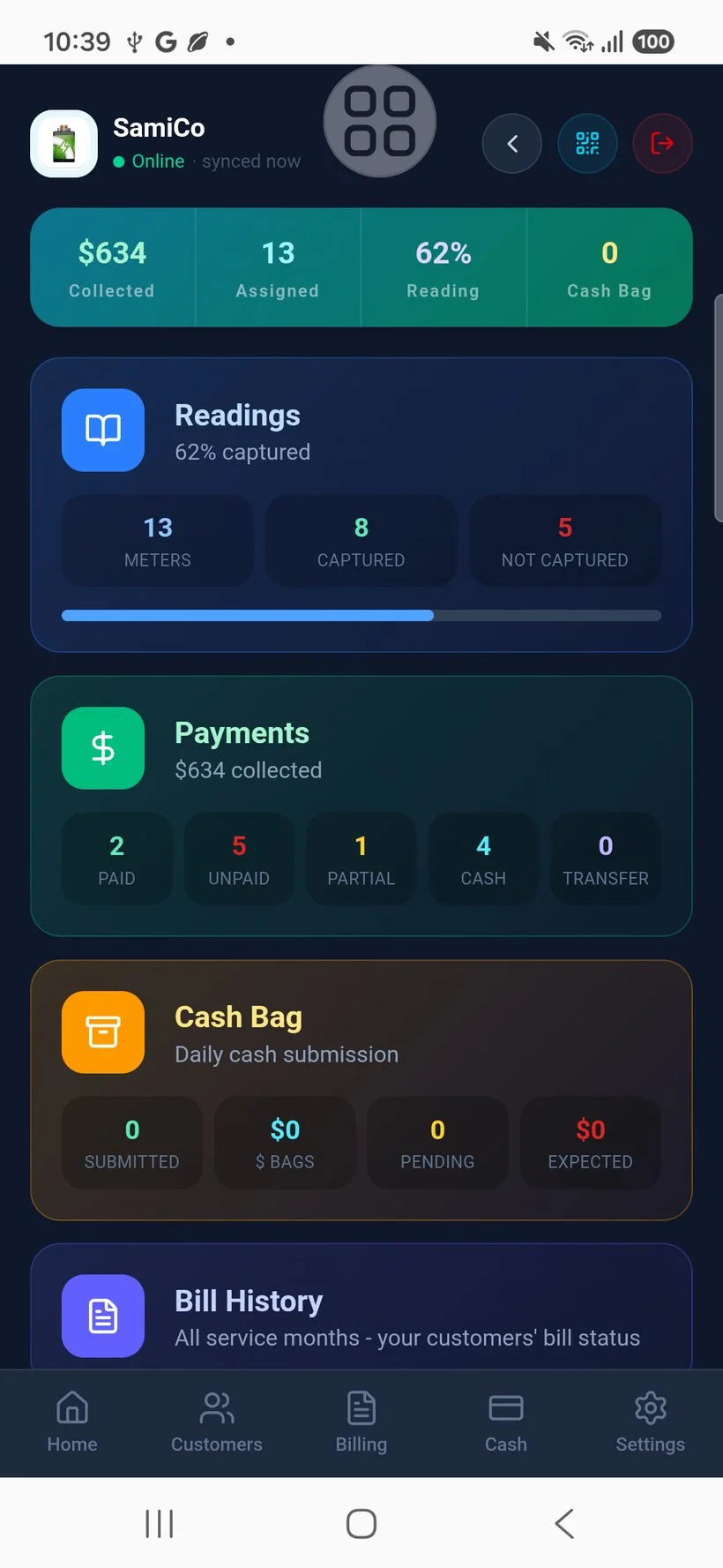 Fatoura Ichtirak home dashboard